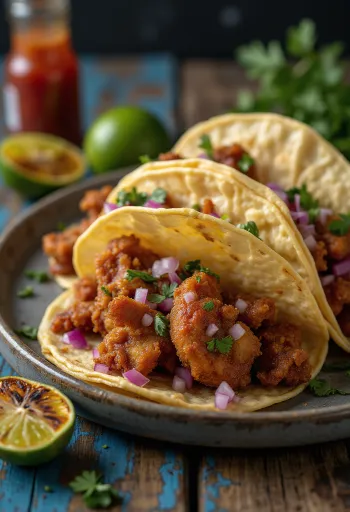 Tripas Taco lassan főtt marhapacallal, korianderrel és piros hagymával