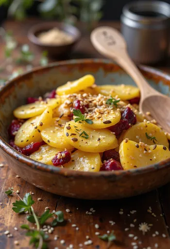 Vegán rakott krumpli céklával