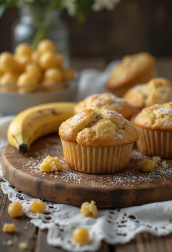 Banános cupcake tálalva