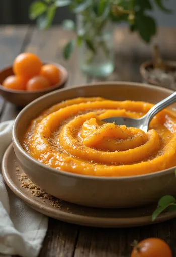 Krémes édesburgonya püré vajjal és petrezselyemmel díszítve