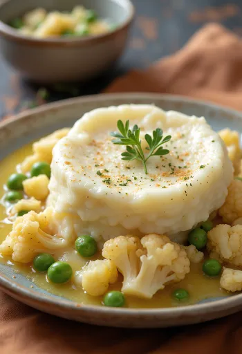 Fish pie karfiolos pürével, aranybarna krémes burgonyával és halas töltelékkel