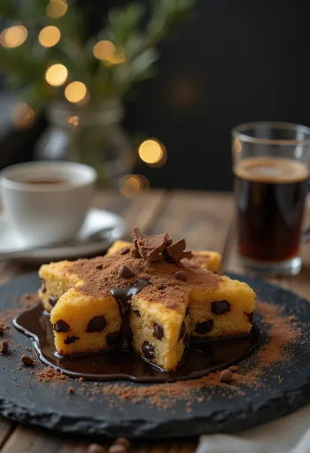 Csokoládéval készült pandoro kalács, tetején porcukorral megszórva
