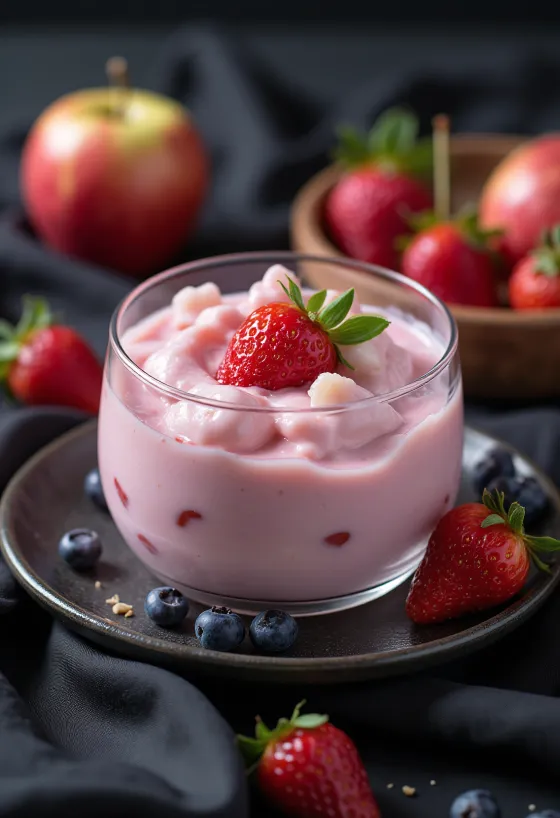 Probiotikus Eper-alma joghurt, frissítő és egészséges ital