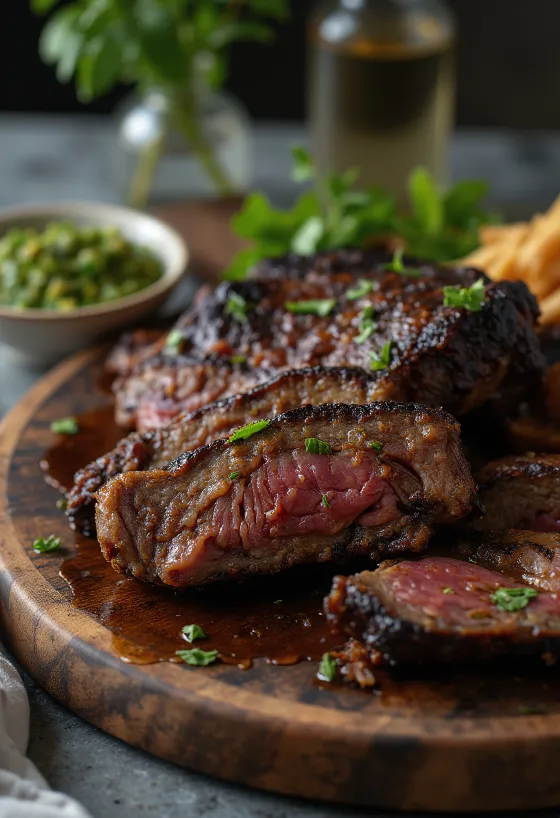 Asado argentin grillezett hús tálalva