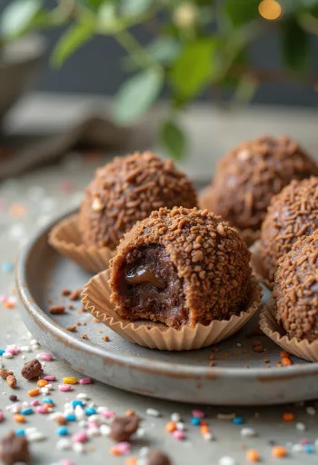 Brigadeiro karamellel, csokoládéval bevont golyók.