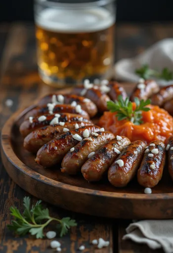 Cevapi ajvárral, frissen sült és szép aranybarna, pita kenyéren tálalva