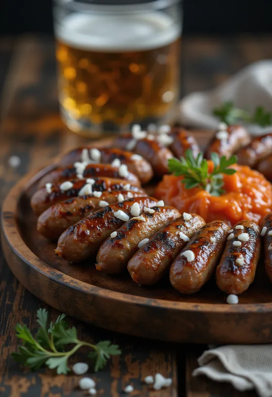 Cevapi ajvárral, frissen sült és szép aranybarna, pita kenyéren tálalva