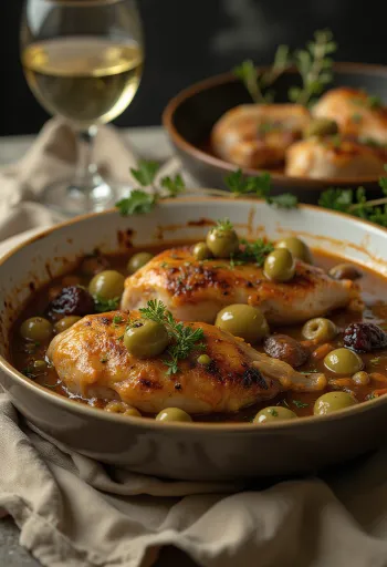 Chicken Marbella tálalva friss petrezselyemmel