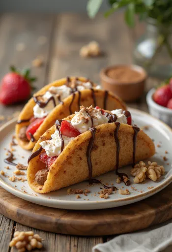 Desszert taco tálalva