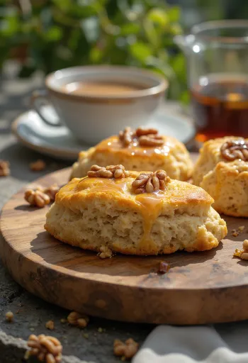 Diós-mézes scone tálalva