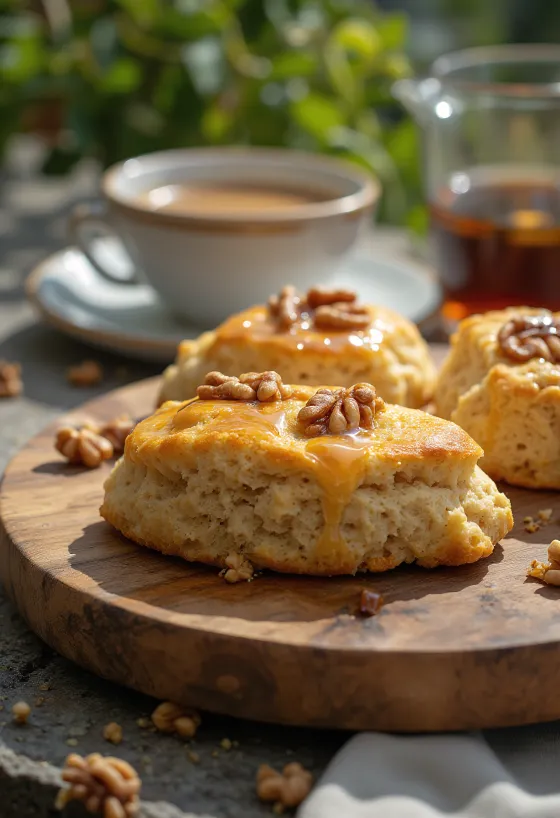 Diós-mézes scone tálalva