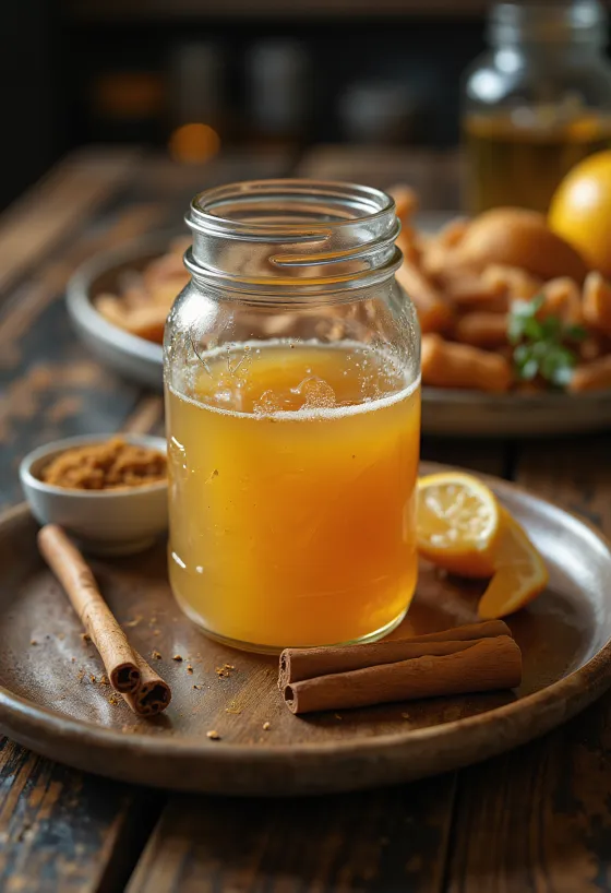 Fahéjas gyömbéres citrusos szósz tálalva