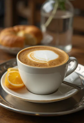 Fahéjas-gyömbéres latte kávéital fahéjrúddal és gyömbérrel díszítve