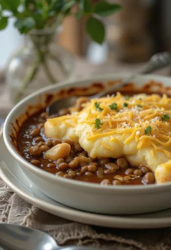 Fish pie lencsével, aranybarna krémes burgonyával és halas töltelékkel