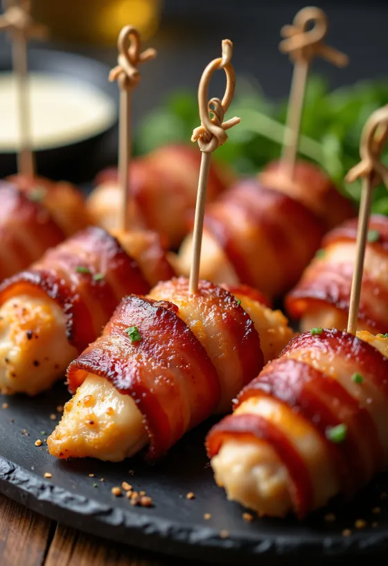 Baconbe tekert szaftos csirkemell falatok