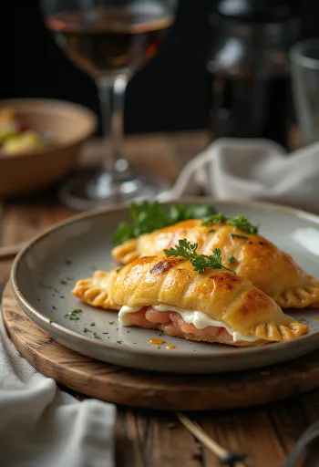 Lazacos empanada aranybarnára sütve