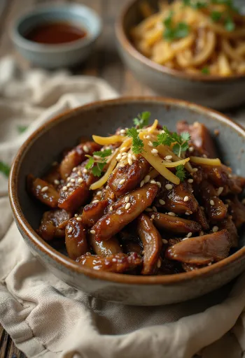 Marha Bulgogi Gyömbérrel koreai stílusú étel tálalva