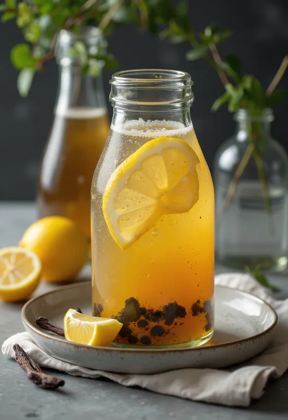 Probiotikus Vaníliás kombucha frissen tálalva