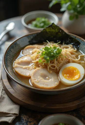 Shio ramen világos, áttetsző alaplével és feltétekkel