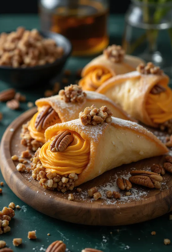 Sütőtökös-pekándiós cannoli tálalva