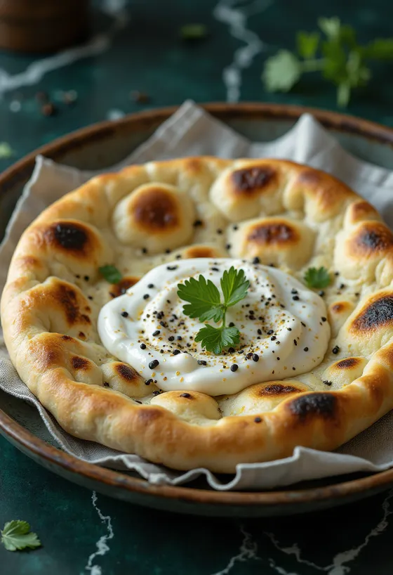 Tandoor naan joghurttal tálalva