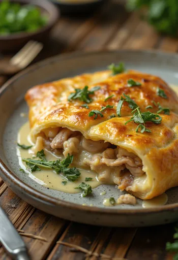 Frissen sült Tárkonyos-Sertéshúsos Calzone