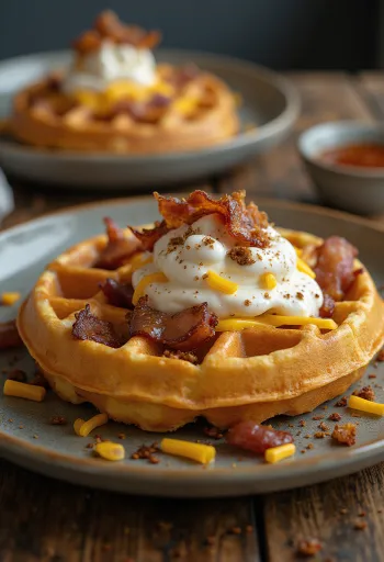 Sós vacsora gofri sajttal és baconnel