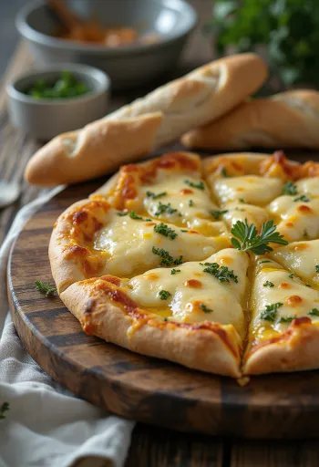 Vegán Quattro Formaggi pizza növényi sajtokkal tálalva