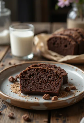 Broa de fubá com chocolate, egy szelet csokoládés kukoricadara sütemény egy tányéron