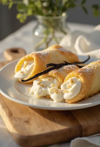 Cannoli ropogós tésztával, vaníliás ricottakrémmel töltve