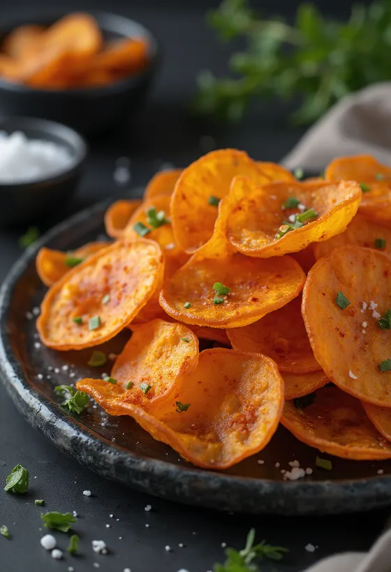Édesburgonya chips korianderrel