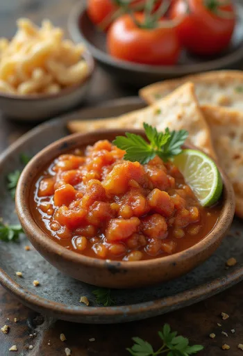 Fahéjas paradicsomos lime chutney tálalva