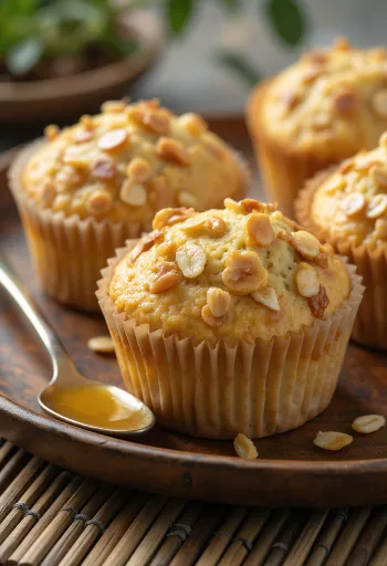 Mézes zabpelyhes muffin tálalva