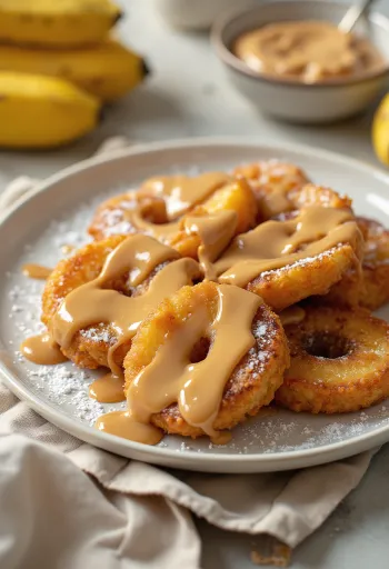 Pisang goreng mogyoróvajjal tálalva