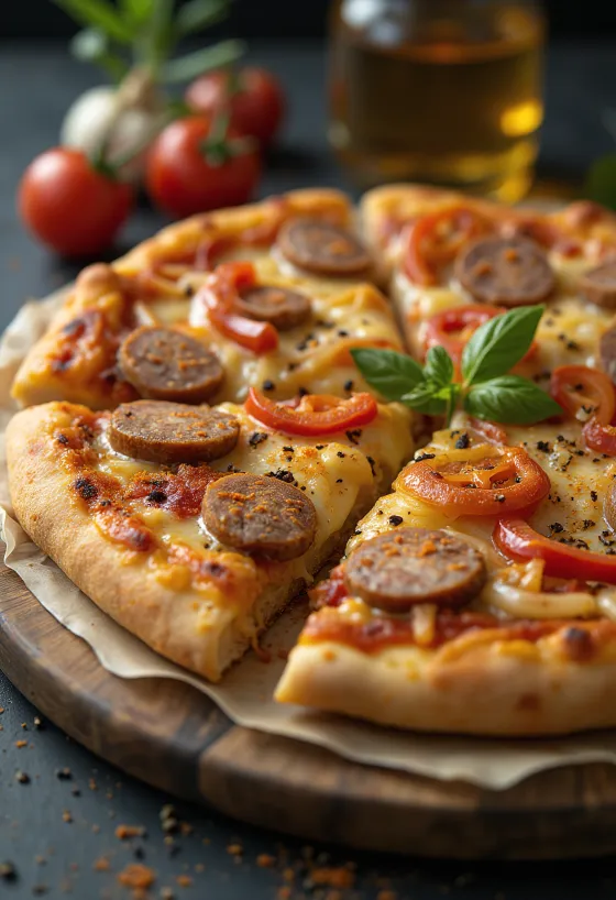 Magyar pizza füstölt kolbásszal és tejföllel