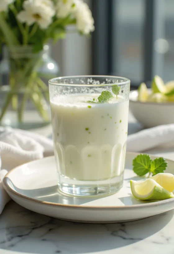Probiotikus Friss bazsalikomos kefir, egészséges frissítő ital