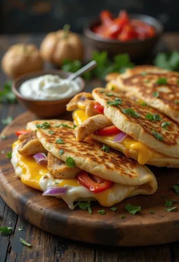 Quesadilla csirkével frissen tálalva