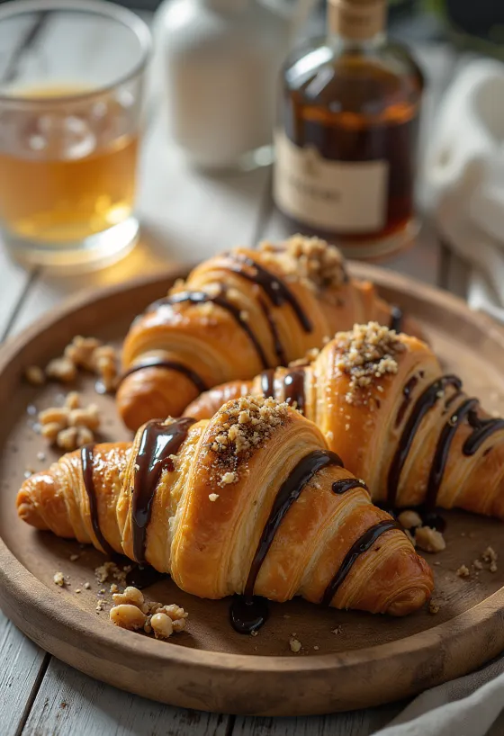 Rummal ízesített croissant tálalva