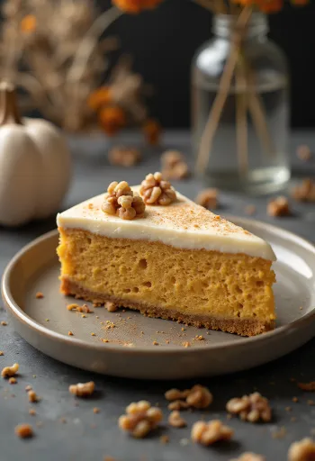 Sütőtökös krémtorta szeletekkel tálalva