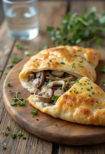 Tárkonyos-gombás calzone frissen sütve
