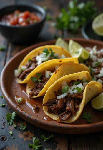 Barbacoa taco tálalva lime-mal és korianderrel