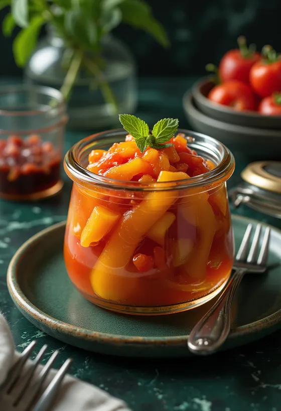 Édes-savanyú savanyított kaliforniai paprika üvegben