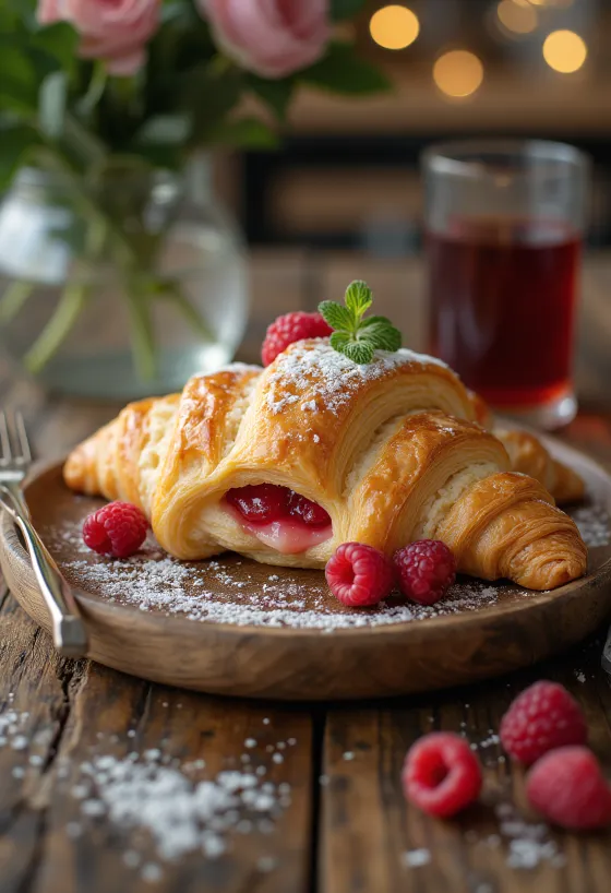 Málnás croissant tálalva
