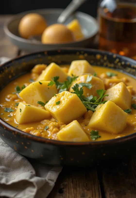 Pikáns padlizsán curry tálalva