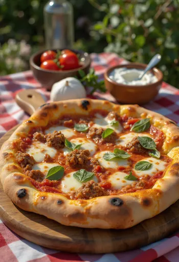 Török Iskender pizza joghurtos alappal és fűszeres darált hússal