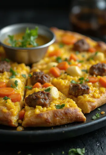 Üzbég stílusú rizses pizza