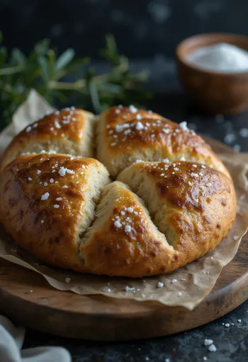 Rozslisztes focaccia tálalva