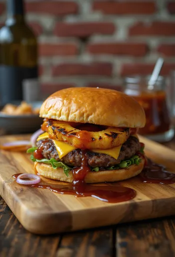 Ananászos BBQ burger tálalva