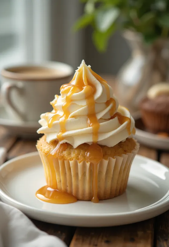 Frissen sült banános-karamellás cupcake