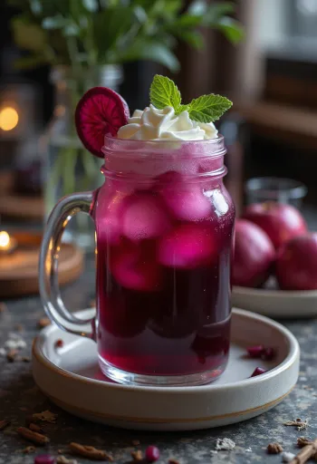 Cékla-almás cider pohárban tálalva